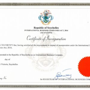 Certificate of Incorporation, Seychelles