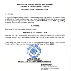 Certificate of Authentication